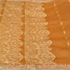 Sanskriti Vintage Saffron Sarees Blend Silk Hand Beaded Woven Ethnic Sari Sustainable Fabric