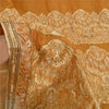 Sanskriti Vintage Saffron Sarees Blend Silk Hand Beaded Woven Ethnic Sari Sustainable Fabric