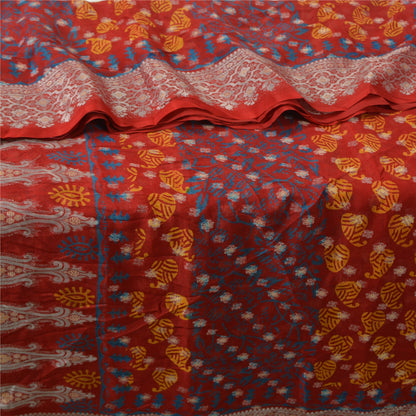 Sanskriti Vintage Red Bollywood Sarees Pure Georgette Silk Woven Sari Sustainable Fabric