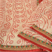 Load image into Gallery viewer, Sanskriti Vintage Ivory Sarees Pure Georgette Silk Handmade Bandhani Sari Fabric
