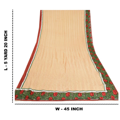 Sanskriti Vintage Peach Sarees Blend Georgette Embroidered Parsee Sari Sustainable Fabric