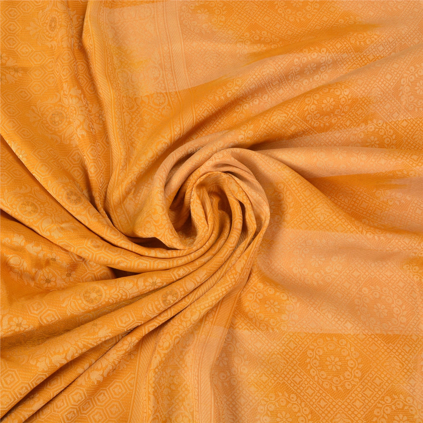Sanskriti Vintage Yellow Sarees 100% Pure Silk Woven Premium Sari Craft Sustainable Fabric
