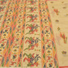 Sanskriti Vintage Ivory Sarees Cotton Hand Beaded Printed Sari Craft Sustainable Fabric