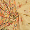 Sanskriti Vintage Ivory Sarees Cotton Hand Beaded Printed Sari Craft Sustainable Fabric