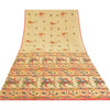 Sanskriti Vintage Ivory Sarees Cotton Hand Beaded Printed Sari Craft Sustainable Fabric