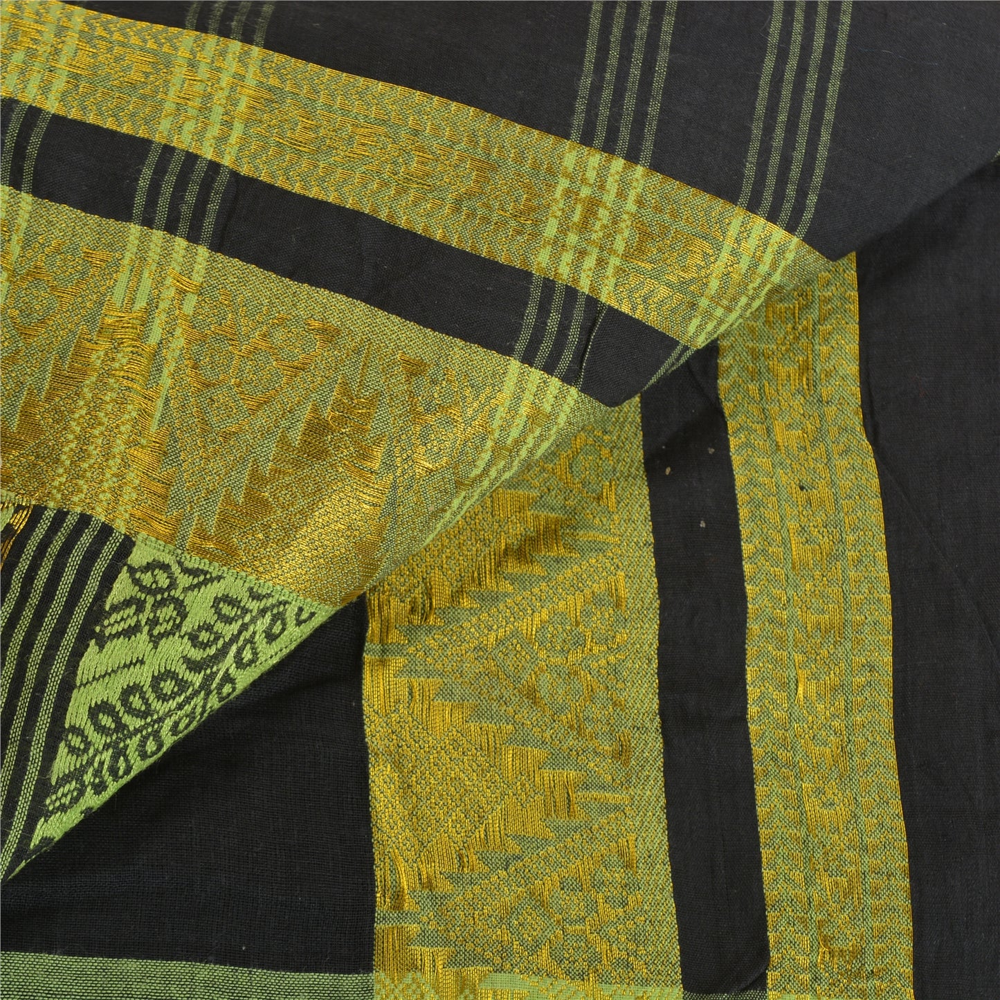 Sanskriti Vintage Black Sarees 100% Pure Cotton Woven Premium Sari Craft Sustainable Fabric