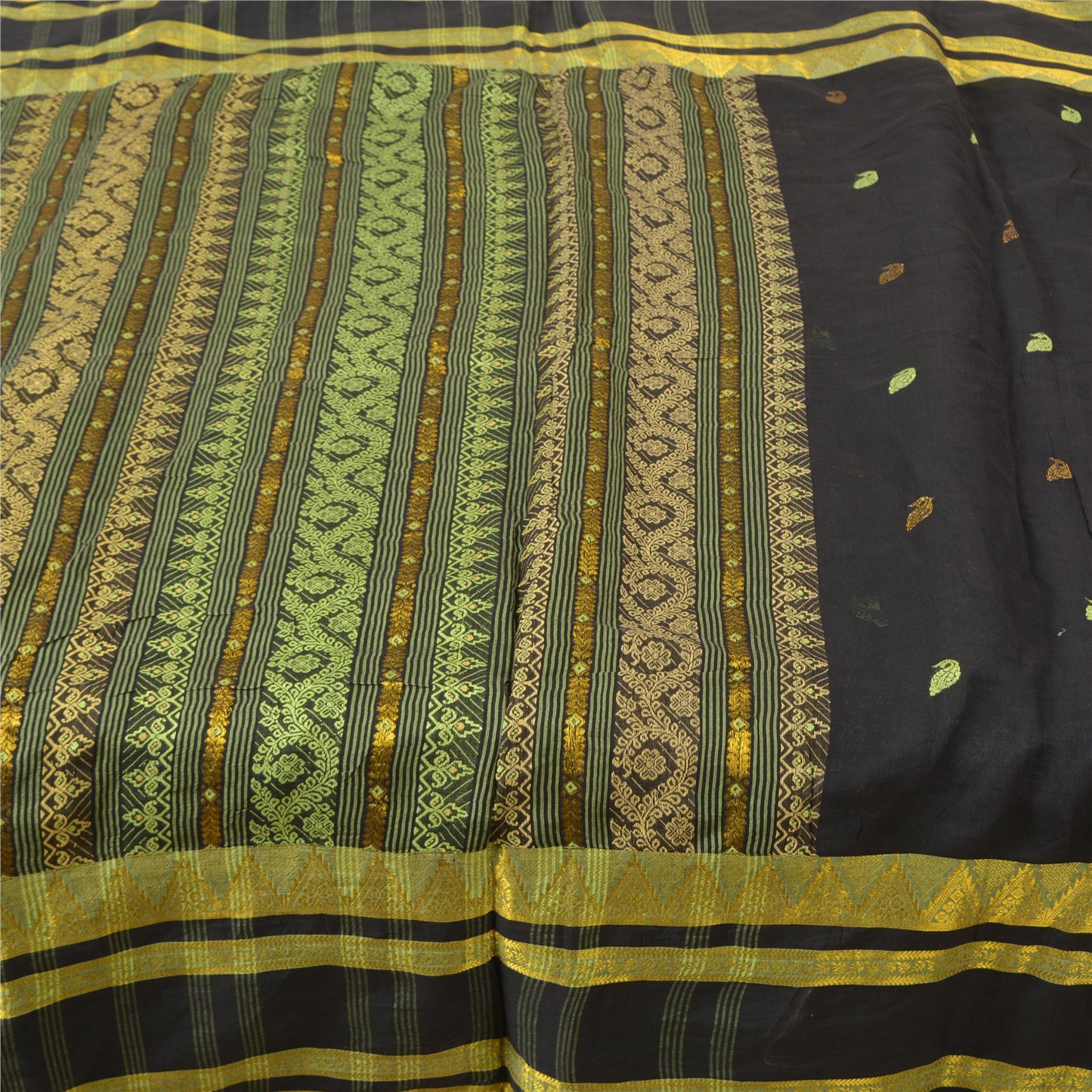 Sanskriti Vintage Black Sarees 100% Pure Cotton Woven Premium Sari Craft Sustainable Fabric