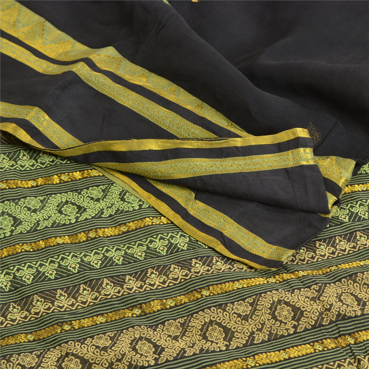 Sanskriti Vintage Black Sarees 100% Pure Cotton Woven Premium Sari Craft Sustainable Fabric