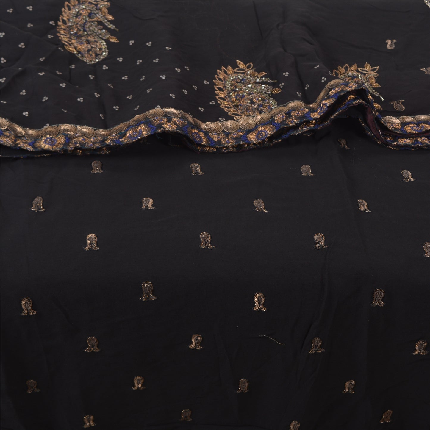 Сари из чистого шелка жоржет ручной работы из бисера на санскрите, сари из экологически чистой ткани