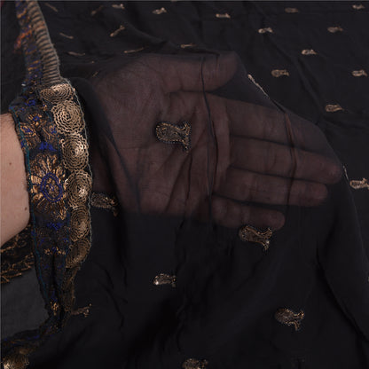 Сари из чистого шелка жоржет ручной работы из бисера на санскрите, сари из экологически чистой ткани