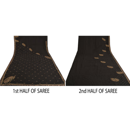 Сари из чистого шелка жоржет ручной работы из бисера на санскрите, сари из экологически чистой ткани