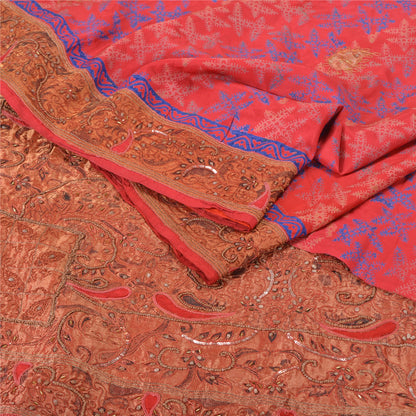 Sanskriti Vintage Pink Sarees Pure Silk Hand Beaded Premium Sari Craft Sustainable Fabric