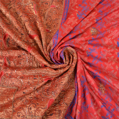 Sanskriti Vintage Pink Sarees Pure Silk Hand Beaded Premium Sari Craft Sustainable Fabric