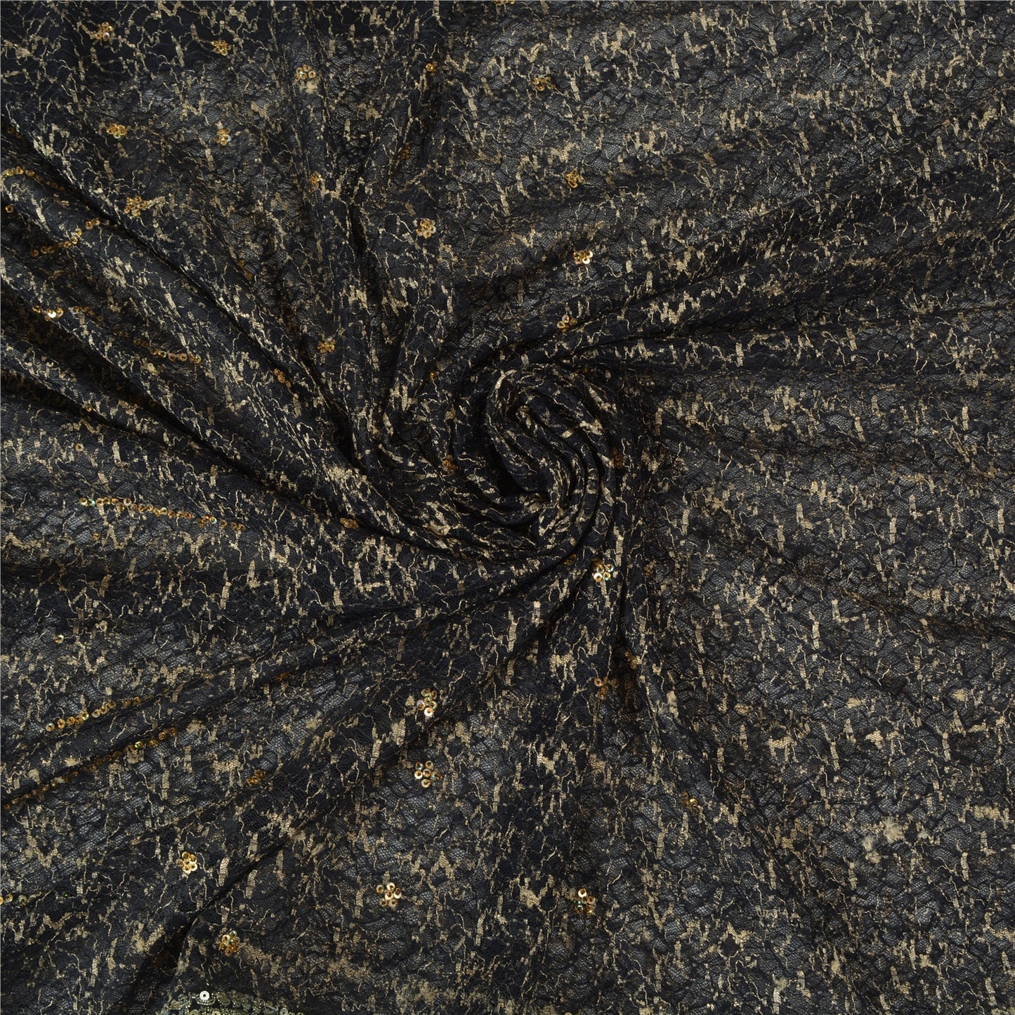 Sanskriti Vintage Black Sarees Net Mesh Hand Beaded Woven Premium Sari Sustainable Fabric