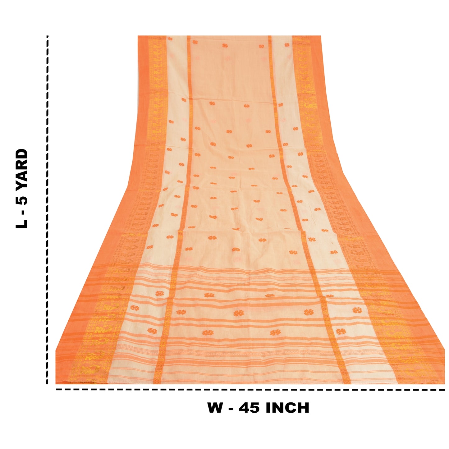 Sanskriti Vintage Peach Sarees 100% Pure Cotton Hand-Woven Premium Sari Sustainable Fabric