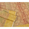 Sanskriti Vintage Cream Sarees 100% Pure Silk Printed Woven Sari Craft Sustainable Fabric