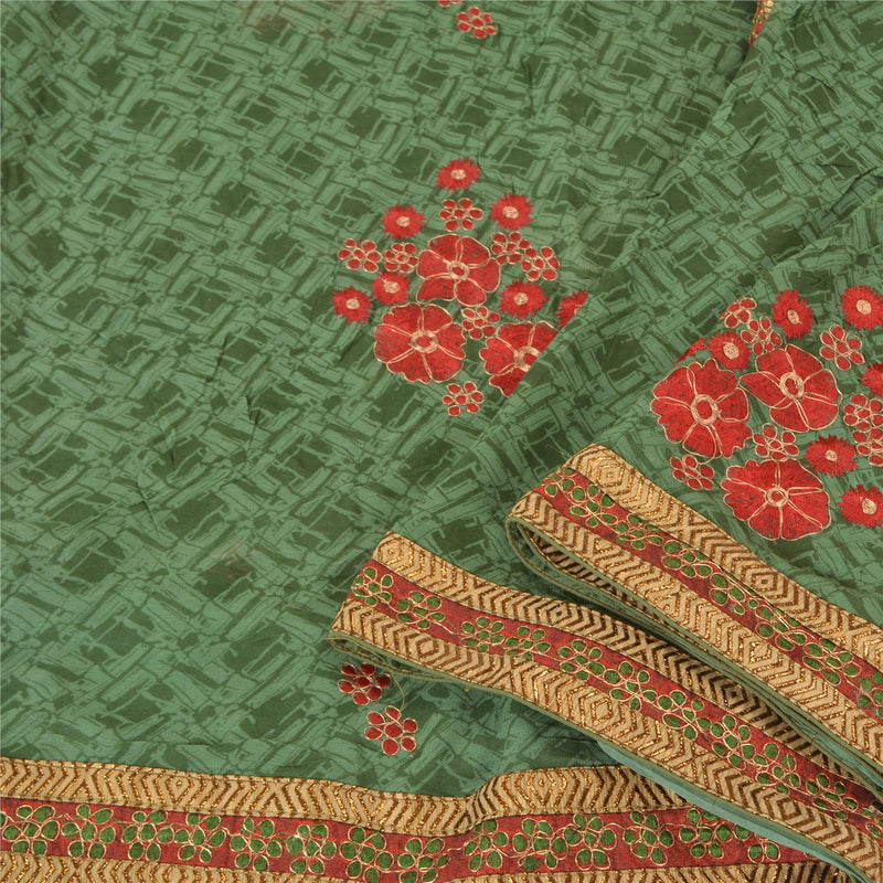Sanskriti Vintage Bollywood Sarees Ren Georgette Silke Broderet Sari Bæredygtigt Stof