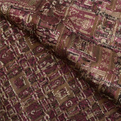 Sanskriti Vintage Brown Sarees 100% Pure Silk Woven Premium Sari Craft Sustainable Fabric