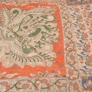 Sanskriti Vintage Ivory Sarees 100% Pure Cotton Handmade Kalamkari Sari Fabric