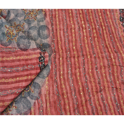 Санскритские винтажные индийские сари из смеси жоржета, расшитые вручную бисером, премиальная ткань для сари из экологически чистой ткани