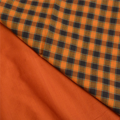 Sanskriti Vintage Orange Sarees Blend Cotton Woven Chettinad Premium Sari Sustainable Fabric