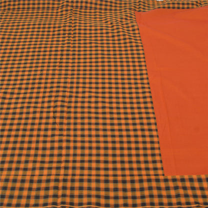 Sanskriti Vintage Orange Sarees Blend Cotton Woven Chettinad Premium Sari Sustainable Fabric
