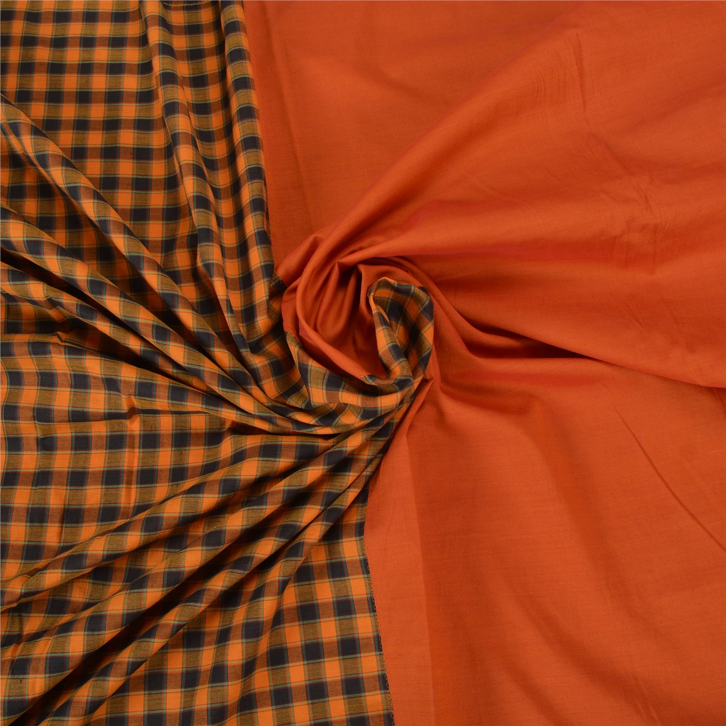 Sanskriti Vintage Orange Sarees Blend Cotton Woven Chettinad Premium Sari Sustainable Fabric