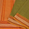 Sanskriti Vintage Green Sarees Blend Cotton Premium Sari Craft 5 Yard Sustainable Fabric
