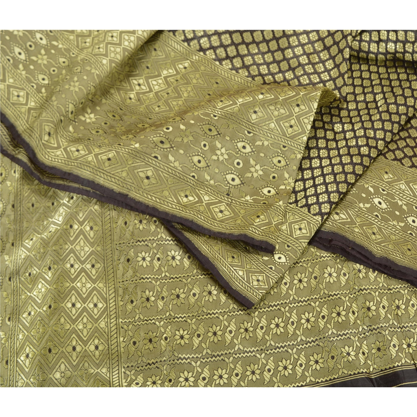 Sanskriti Vintage Dark Coffee Brown Sarees Blend Silk Woven Premium Sari Sustainable Fabric