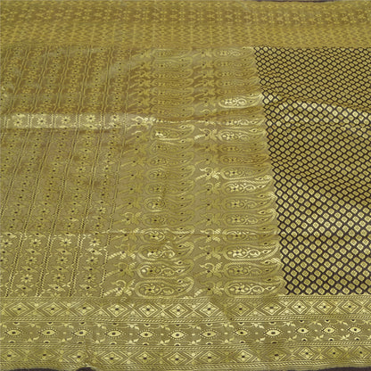 Sanskriti Vintage Dark Coffee Brown Sarees Blend Silk Woven Premium Sari Sustainable Fabric