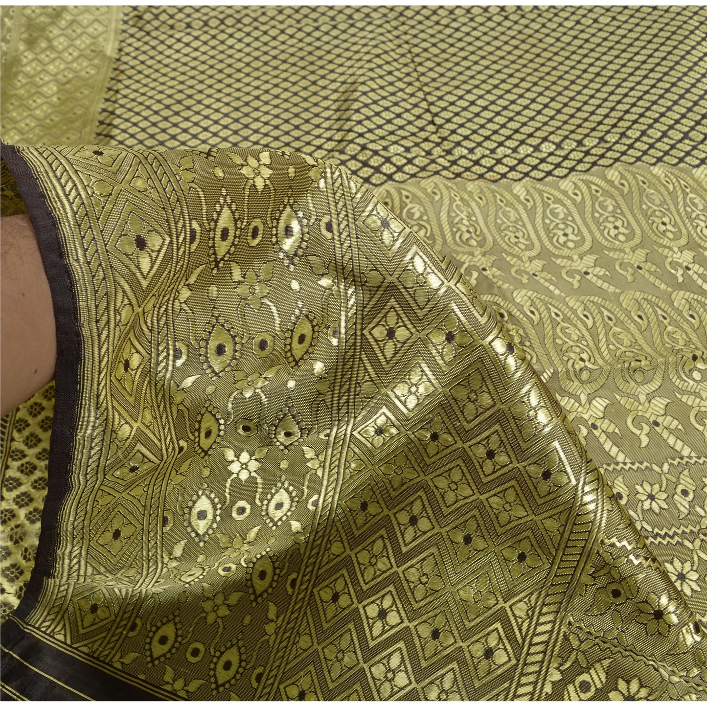 Sanskriti Vintage Dark Coffee Brown Sarees Blend Silk Woven Premium Sari Sustainable Fabric