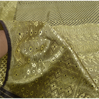 Sanskriti Vintage Dark Coffee Brown Sarees Blend Silk Woven Premium Sari Sustainable Fabric