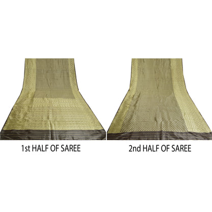 Sanskriti Vintage Dark Coffee Brown Sarees Blend Silk Woven Premium Sari Sustainable Fabric