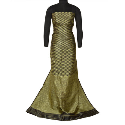 Sanskriti Vintage Dark Coffee Brown Sarees Blend Silk Woven Premium Sari Sustainable Fabric