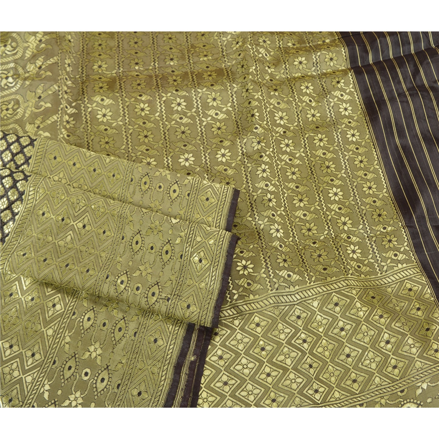 Sanskriti Vintage Dark Coffee Brown Sarees Blend Silk Woven Premium Sari Sustainable Fabric