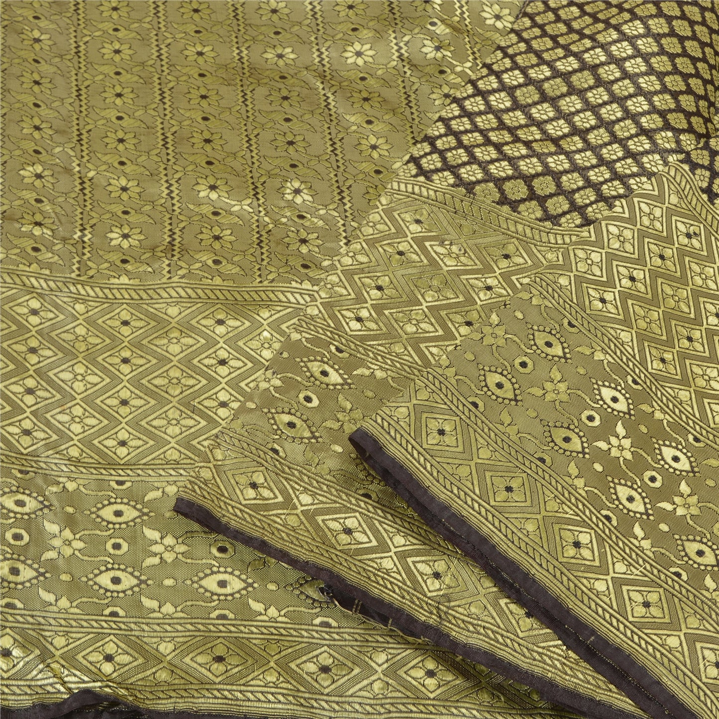 Sanskriti Vintage Dark Coffee Brown Sarees Blend Silk Woven Premium Sari Sustainable Fabric