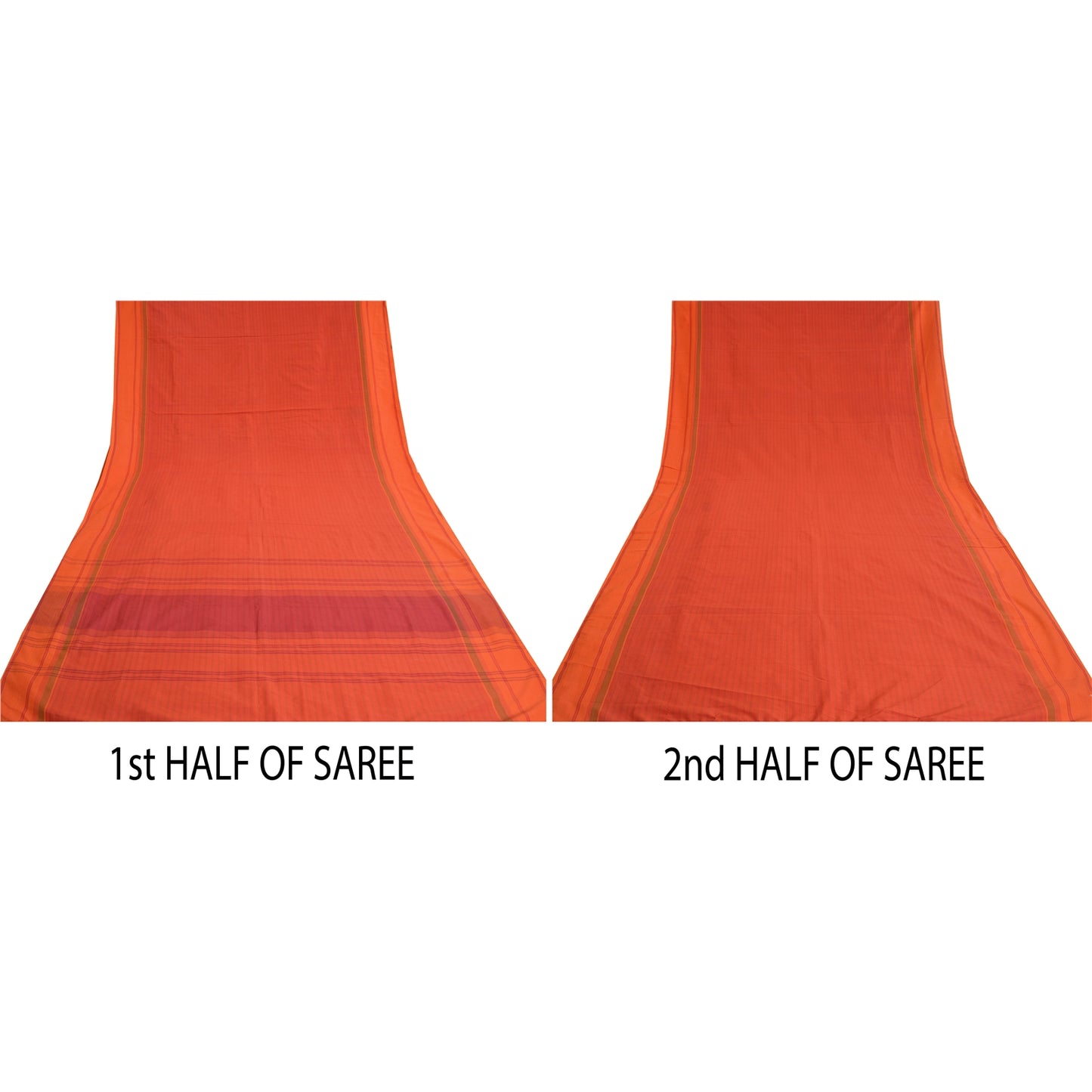 Sanskriti Vintage Orange Indian Sarees Cotton Silk Woven Premium Sari Sustainable Fabric