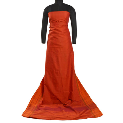 Sanskriti Vintage Orange Indian Sarees Cotton Silk Woven Premium Sari Sustainable Fabric