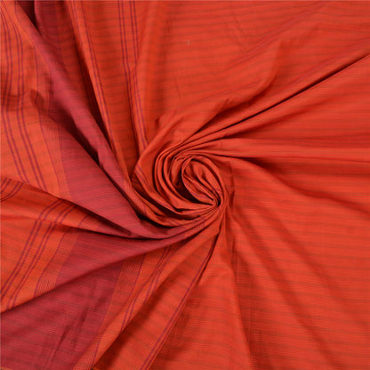 Sanskriti Vintage Orange Indian Sarees Cotton Silk Woven Premium Sari Sustainable Fabric