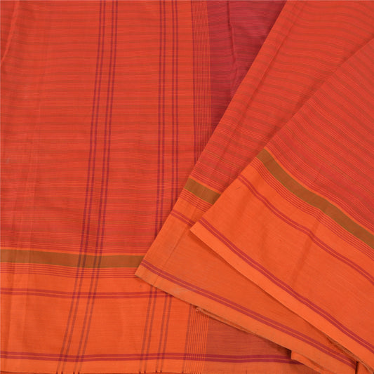 Sanskriti Vintage Orange Indian Sarees Cotton Silk Woven Premium Sari Sustainable Fabric