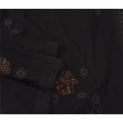 Санскритские винтажные сари Болливуда из чистого шелка-жоржета ручной работы из зари-сари из экологически чистой ткани