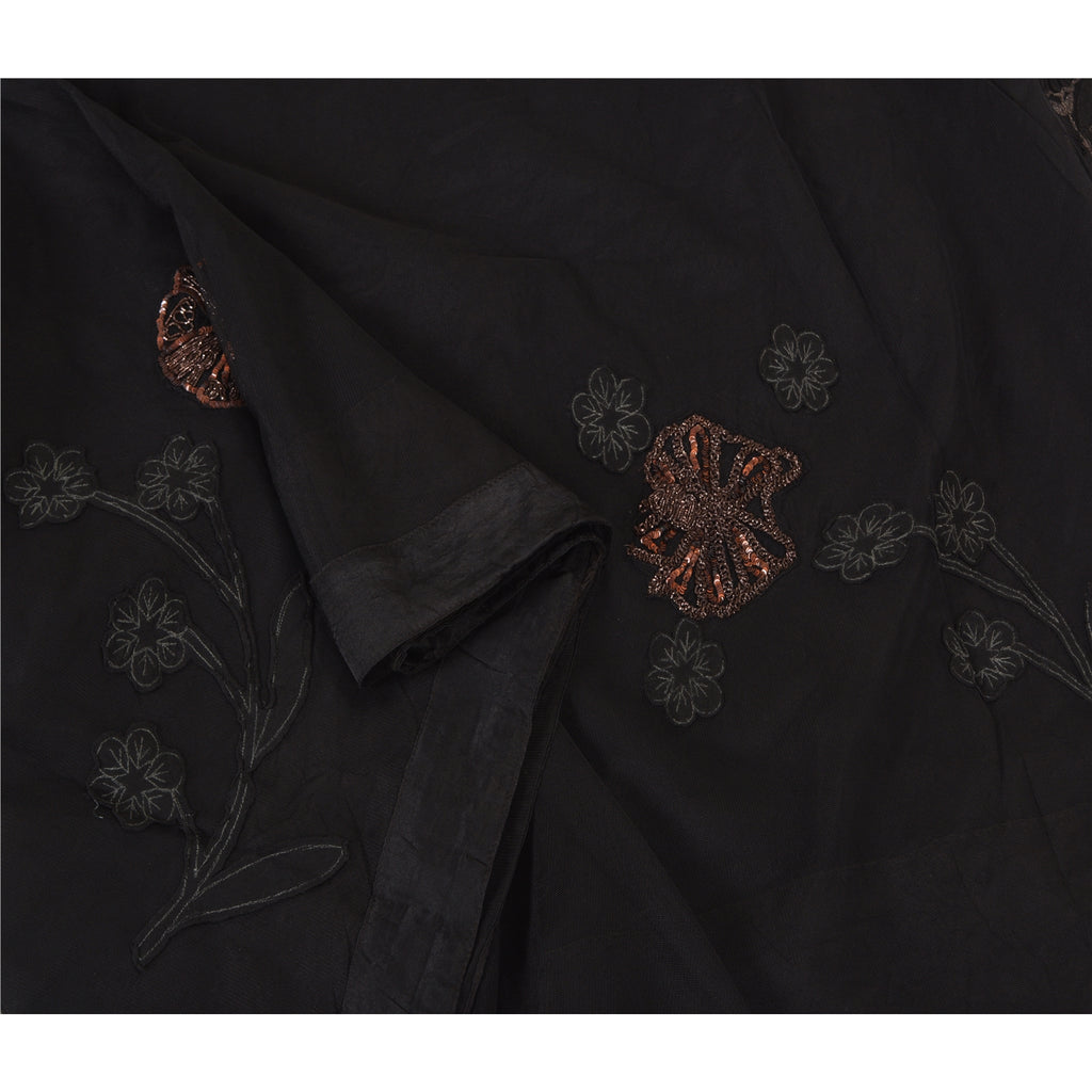 Санскритские винтажные сари Болливуда из чистого шелка-жоржета ручной работы из зари-сари из экологически чистой ткани