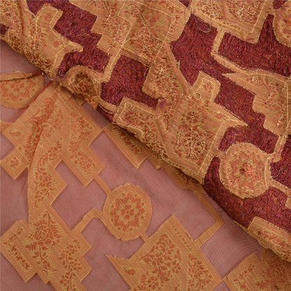 Sanskriti Vintage Brick Red Sarees Pure Organza Silk Handmade Woven Sari Sustainable Fabric