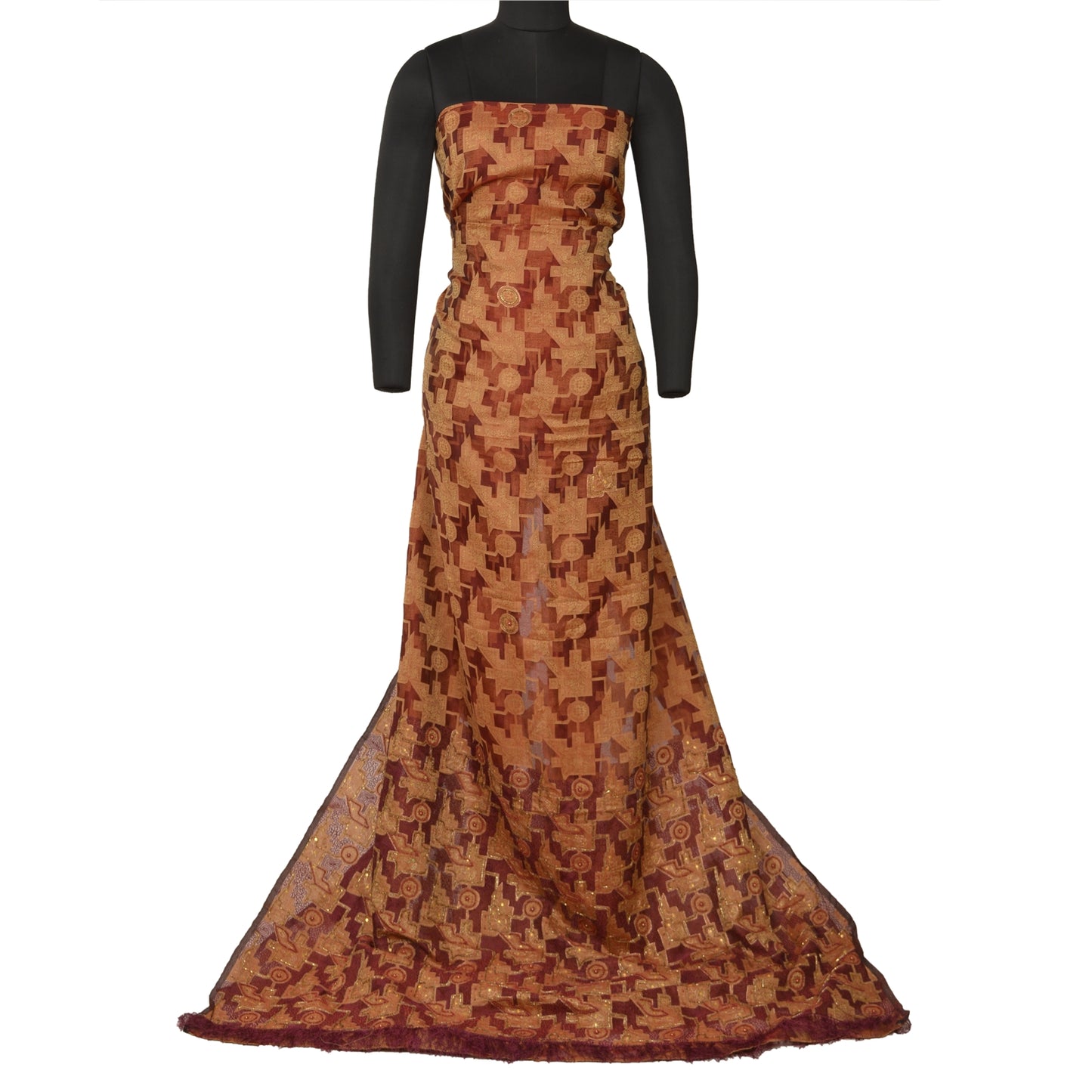 Sanskriti Vintage Brick Red Sarees Pure Organza Silk Handmade Woven Sari Sustainable Fabric