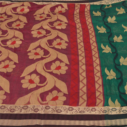 Sanskriti Vintage Green/Pink Indian Sarees Blend Silk Woven Premium Sari Sustainable Fabric