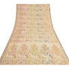 Sanskriti Vintage Ivory Indian Sarees 100% Pure Silk Woven Sari Craft Sustainable Fabric