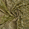 Sanskriti Vintage Green/Cream Sarees Organza Hand Beaded Brasso Work Sari Sustainable Fabric