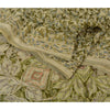 Sanskriti Vintage Green/Cream Sarees Organza Hand Beaded Brasso Work Sari Sustainable Fabric