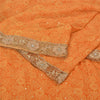 Sanskriti Vintage Orange Bollywood Sarees Pure Georgette Silk Beaded Sari Sustainable Fabric