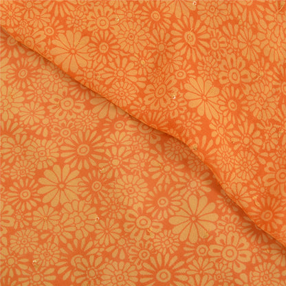 Sanskriti Vintage Orange Bollywood Sarees Pure Georgette Silk Beaded Sari Sustainable Fabric